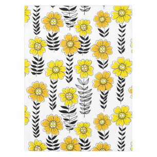 Daisy doodles in yellow and black tablecloth