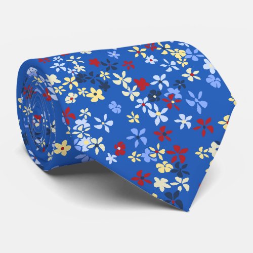 Daisy Dot Floral Royal Two_sidedPrinted Tie