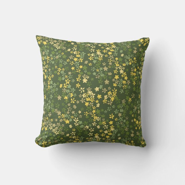 Daisy Dot Vintage Psychedelic Floral Throw Pillow (Front)