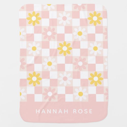 Daisy Dreams Pink Checkered Baby Blanket