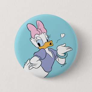 Daisy Duck Blowing a Kiss Button