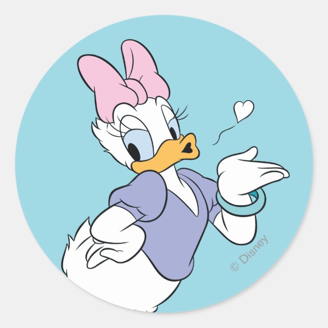Daisy Duck Blowing a Kiss Classic Round Sticker (Front)