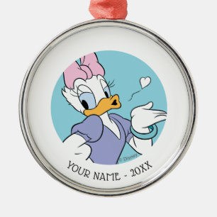 Daisy Duck Blowing a Kiss Metal Ornament