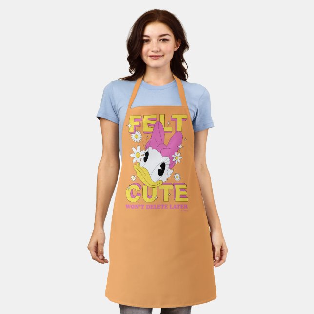Daisy Duck "Felt Cute" Retro Floral Graphic Apron (Worn)