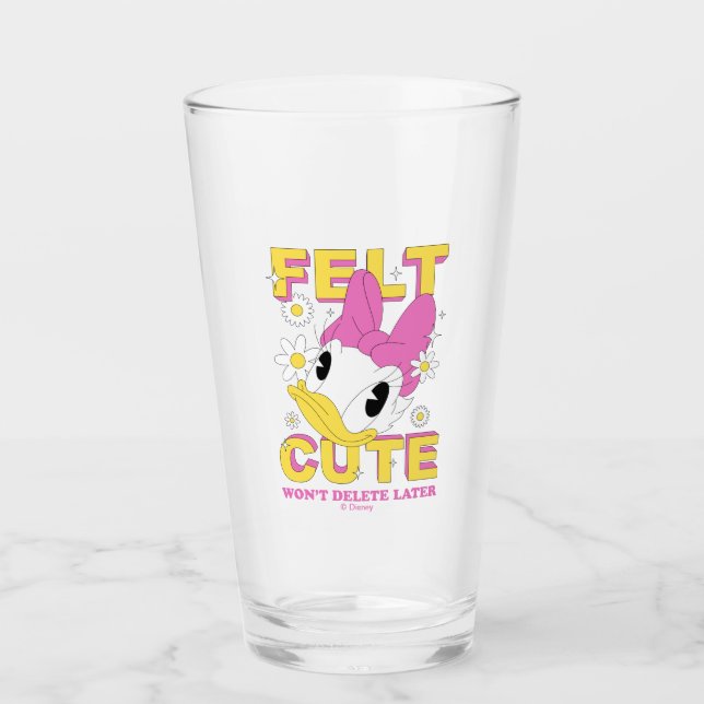 Daisy Duck "Felt Cute" Retro Floral Graphic Glass (Front)