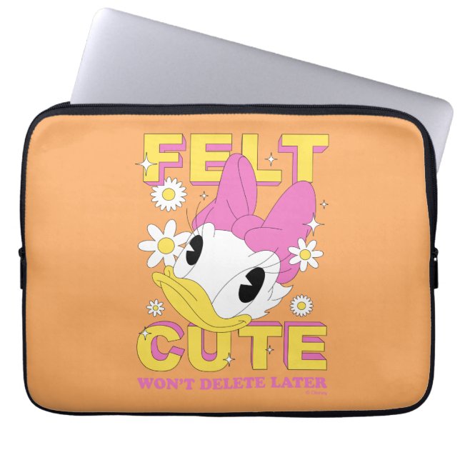 Daisy Duck "Felt Cute" Retro Floral Graphic Laptop Sleeve (Front)