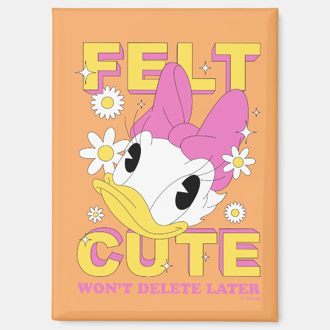 Daisy Duck "Felt Cute" Retro Floral Graphic Magnet (Front)