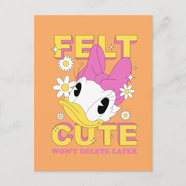 Daisy Duck "Felt Cute" Retro Floral Graphic Postcard (Front)
