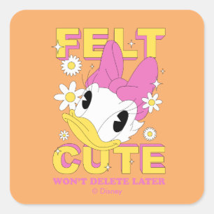 Daisy Duck "Felt Cute" Retro Floral Graphic Square Sticker