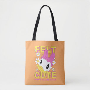Daisy Duck "Felt Cute" Retro Floral Graphic Tote Bag