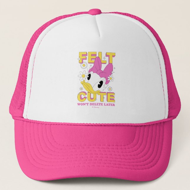 Daisy Duck "Felt Cute" Retro Floral Graphic Trucker Hat (Front)