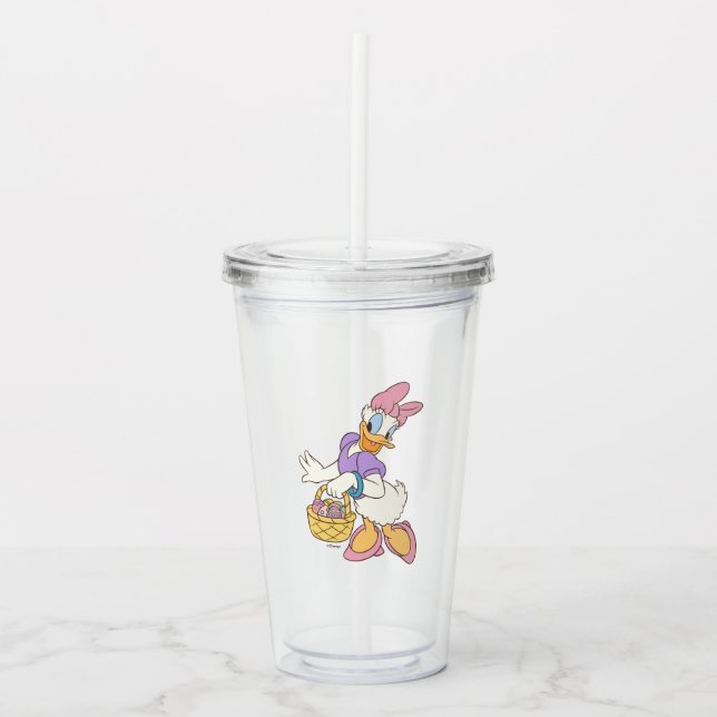 Daisy Duck Holding Basket of Easter Eggs Acrylic Tumbler (Front)