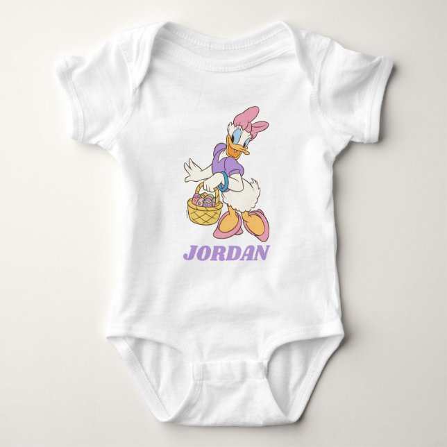 Daisy Duck Holding Basket of Easter Eggs Baby Bodysuit (Front)