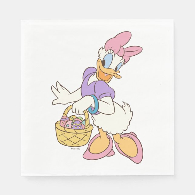 Daisy Duck Holding Basket of Easter Eggs Napkins (Front)
