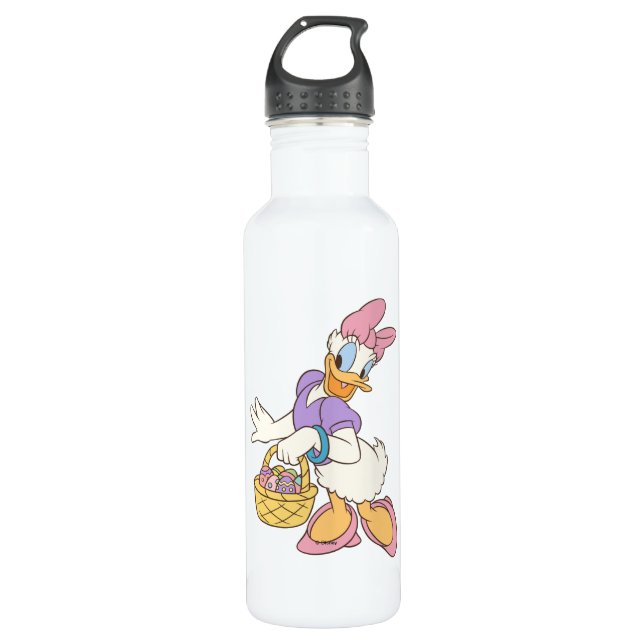 Daisy Duck Holding Basket of Easter Eggs Stainless Steel Water Bottle (Front)
