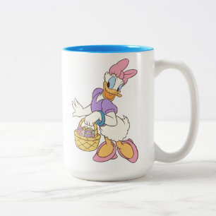 Daisy Duck Holding Basket of Easter Eggs Two-Tone Coffee Mug