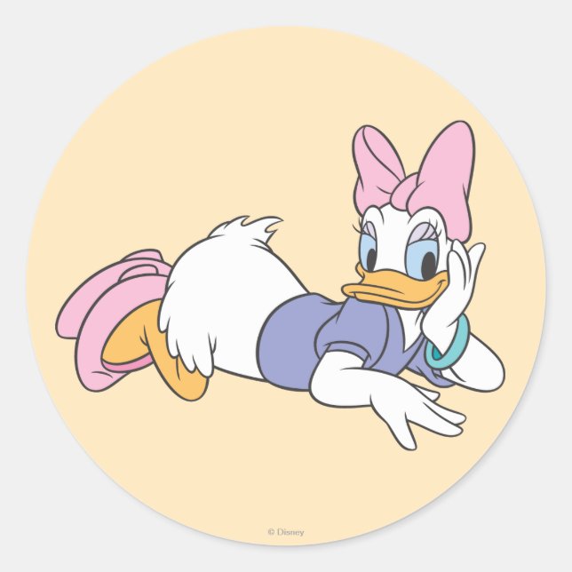 Daisy Duck | Laying Down Classic Round Sticker (Front)