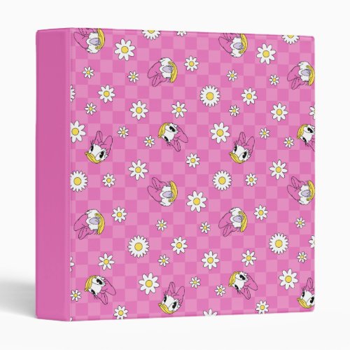 Daisy Duck Pink Checker Floral Pattern 3 Ring Binder