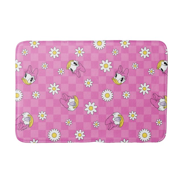 Daisy Duck Pink Checker Floral Pattern Bath Mat (Front)