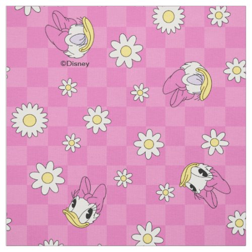 Daisy Duck Pink Checker Floral Pattern Fabric