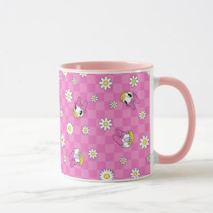 Daisy Duck Pink Checker Floral Pattern Mug