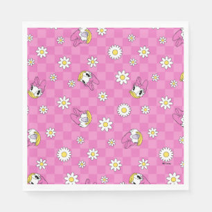 Daisy Duck Pink Checker Floral Pattern Napkins
