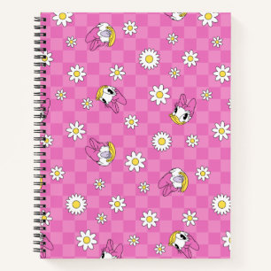 Daisy Duck Pink Checker Floral Pattern Notebook