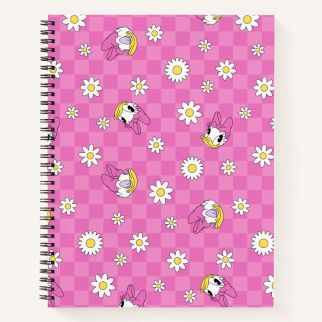 Daisy Duck Pink Checker Floral Pattern Notebook (Front)