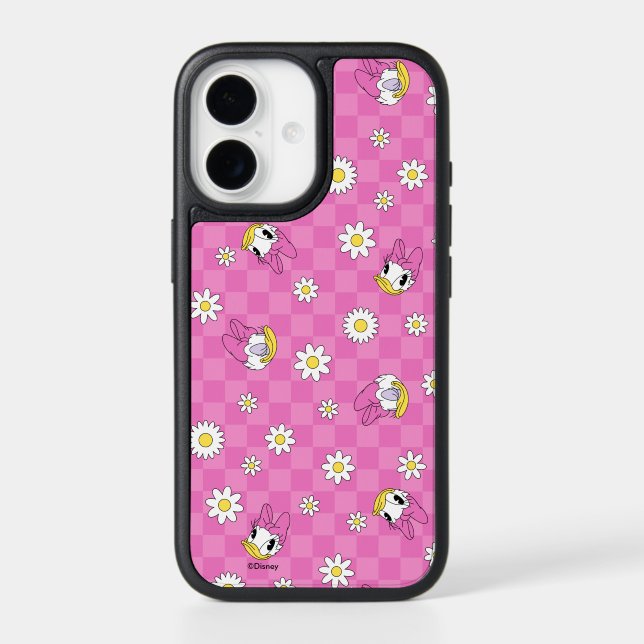 Daisy Duck Pink Checker Floral Pattern Otterbox iPhone Case (Back)