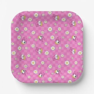 Daisy Duck Pink Checker Floral Pattern Paper Plates