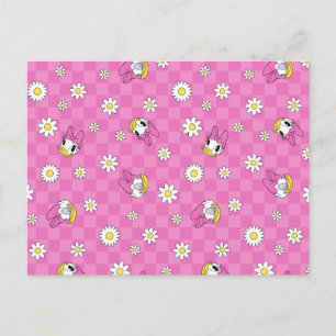 Daisy Duck Pink Checker Floral Pattern Postcard
