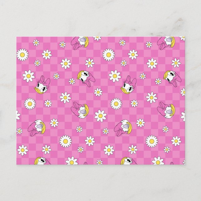 Daisy Duck Pink Checker Floral Pattern Postcard (Front)