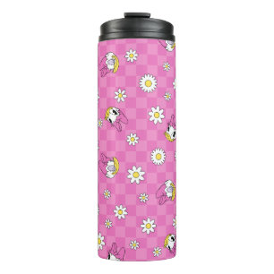 Daisy Duck Pink Checker Floral Pattern Thermal Tumbler