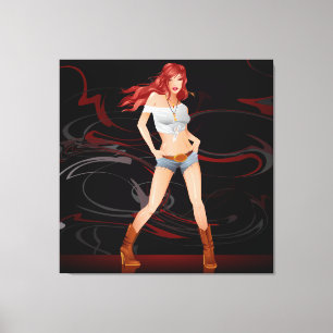 Daisy Dukes Model Wrapped Canvas Print