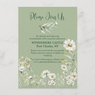 Daisy Earthy Sage & Botanical Greenery Wedding Enclosure Card