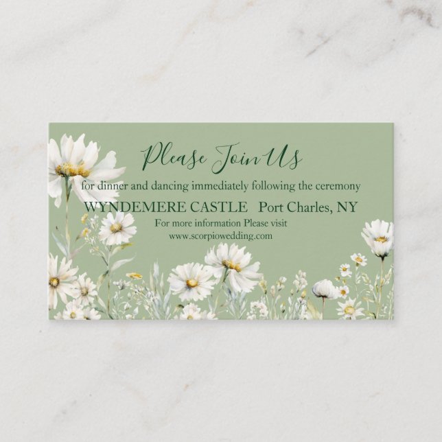 Daisy Earthy Sage & Botanical Greenery Wedding  Enclosure Card (Front)