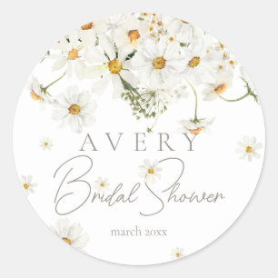 Daisy Elegant Wildflower Modern Bridal Shower Classic Round Sticker