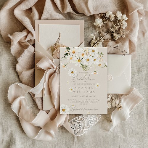 Daisy Elegant Wildflower Modern Bridal Shower Invitation