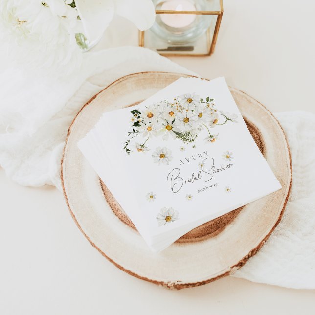 Daisy Elegant Wildflower Modern Bridal Shower Napkins (Creator Uploaded)