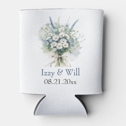 Daisy  Faded Denim Personalized Wedding Favor  Can Cooler