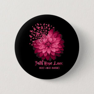 Daisy Faith Hope Love Breast Cancer Awareness Flow Button