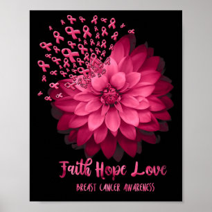 Daisy Faith Hope Love Breast Cancer Awareness Flow Poster