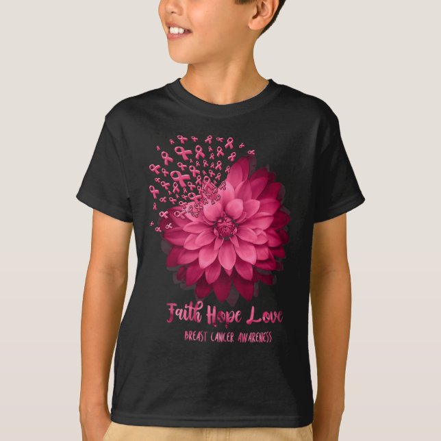 Daisy Faith Hope Love Breast Cancer Awareness Flow T-Shirt (Front)