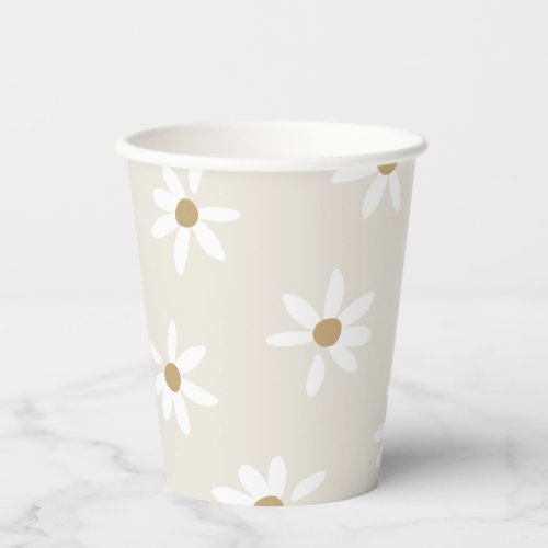 Daisy Field Birthday Party Paper Cups in Beige