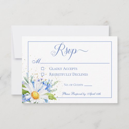 Daisy  Field Flowers Bouquet Wedding RSVP Card