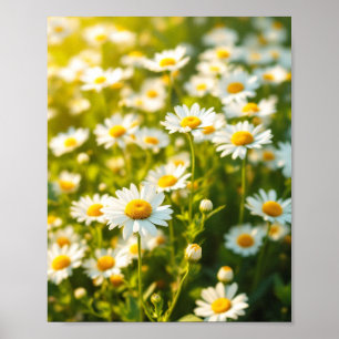 Daisy Field Sunlight Cheerful Flowers Spring Poster