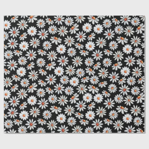 Daisy Filed Watercolor Black and White Wrapping Paper