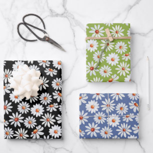 Daisy Filed Watercolor Spring Summer Wrapping Paper Sheets