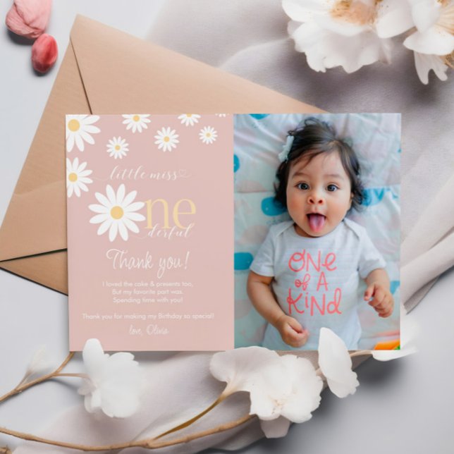 Daisy First Birthday Thank You Card Retro Daisy (Creator Uploaded)