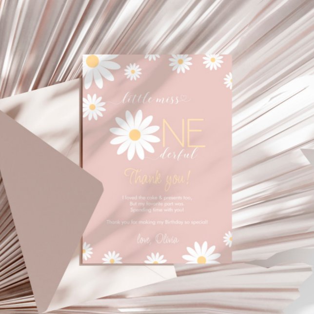 Daisy First Birthday Thank You Card Retro Daisy (Creator Uploaded)